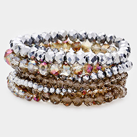 9PCS - Faceted Bead Stretch Bracelets