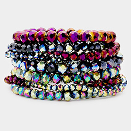 9PCS - Faceted Bead Stretch Bracelets