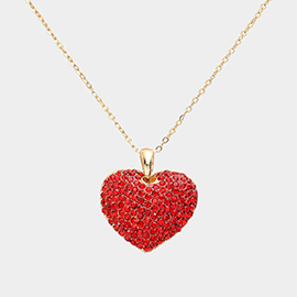 Rhinestone Embellished Heart Pendant Necklace