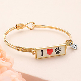 I Love Dog Charm Message Hook Bracelet