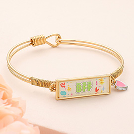 BFF Enamel Heart Charm Message Hook Bracelet