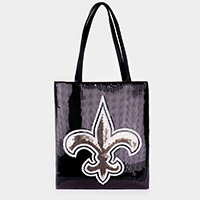 Fleur de Lis Accented Sequin Shoulder Bag