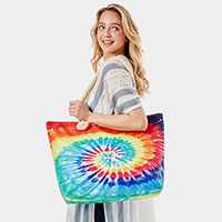 Tie Dye Print Beach Tote Bag