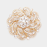 Round Stone Flower Pin Brooch