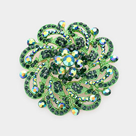 Round Stone Flower Pin Brooch