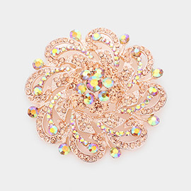 Round Stone Flower Pin Brooch