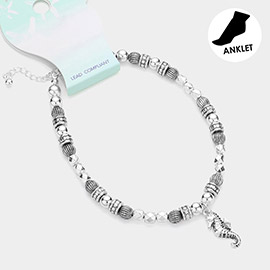 Antique Metal Bead Seahorse Charm Anklet