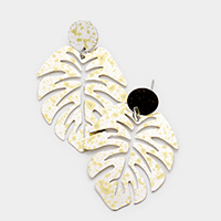 Splash Tropical Leaf Dangle Earrings