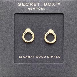 SECRET BOX_14K Gold Dipped Open Metal Stud Earrings