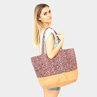 Leopard Print Jute Tote Bag