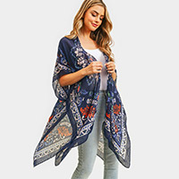 Bohemian Print Cover Up Kimono Poncho