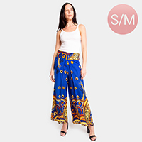 Paisley Print Slit Wide Leg Palazzo Pants