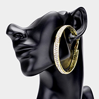 Rhinestone Embellished Metal Hoop Earrings