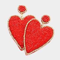 Felt Back Beaded Heart Earrings