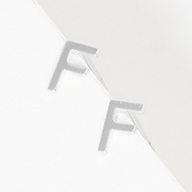 -F- White Gold Dipped Metal Monogram Stud Earrings