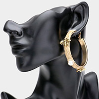 Pearl Metal Honey Bee Raffia Hoop Earrings