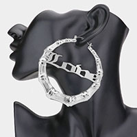 LOVE Metal Bamboo Hoop Message Pin Catch Earrings