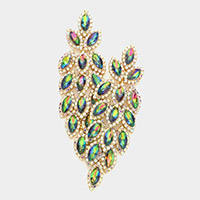 Crystal Stone Leaf Cluster Marquise Evening Earrings