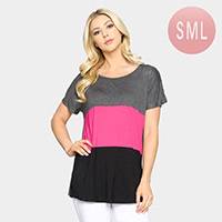 Short Sleeve Color Block Top