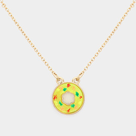 Druzy Donut Pendant Necklace