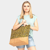 Leopard Print Jute Tote Bag