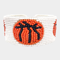 Felt Back Basketball Seed Beaded Cuff Bracelet