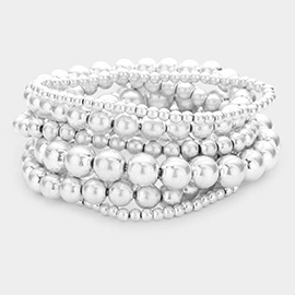 7PCS - Metal Ball Stretch Bracelets