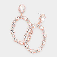 Teardrop Crystal Statement Open Circle Evening Earrings 