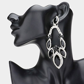 Oversized Marquise Stone Accented Evening Earrings