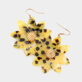 Celluloid Acetate Flower Dangle Earrings