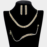 3PCS - Rhinestone Necklace Jewelry Set