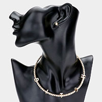 BITCH Metal Message Pendant Stone Choker Necklace