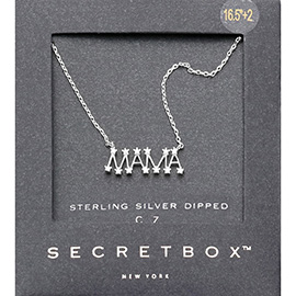 SECRET BOX_Sterling Silver Dipped CZ MAMA Message Pendant Necklace