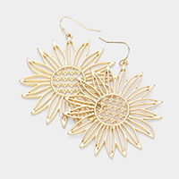 Metal Sunflower Dangle Earrings