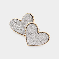 Druzy Heart Stud Earrings