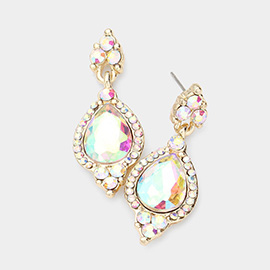 Teardrop Centered Dangle Evening Earrings