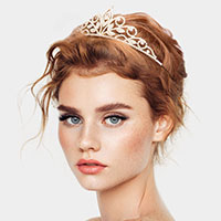 Rhinestone Leaf Detail Princess Tiara