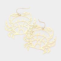 Cut Out Brass Metal Crab Dangle Earrings