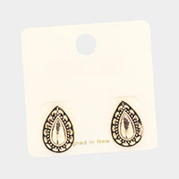 Antique Metal Teardrop Stud Earrings