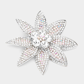 Stone Embellished Flower Pin Brooch