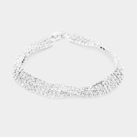 Crisscross Detailed Rhinestone Pave Evening Bracelet