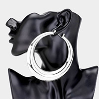 Metal Hoop Pin Catch Earrings 