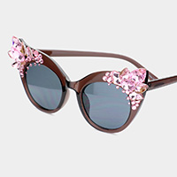 Crystal Embellished Detail Cat Eye Sunglasses