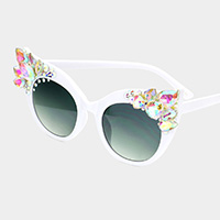 Crystal Embellished Detail Cat Eye Sunglasses