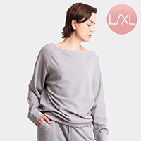 Solid Boat Neck Loungewear Sweatshirts Top