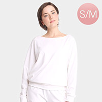 Solid Boat Neck Loungewear Sweatshirts Top