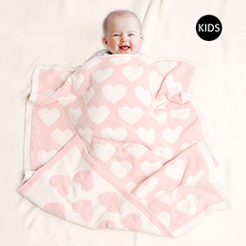 Reversible Heart Patterned Kids Throw Blanket