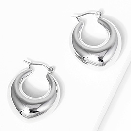 Bold Metal Abstract Hoop Pin Catch Earrings