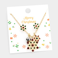 Stone Embellished Snowflake Pendant Necklace