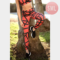 Abstract Grid Printed Activewear Leggings